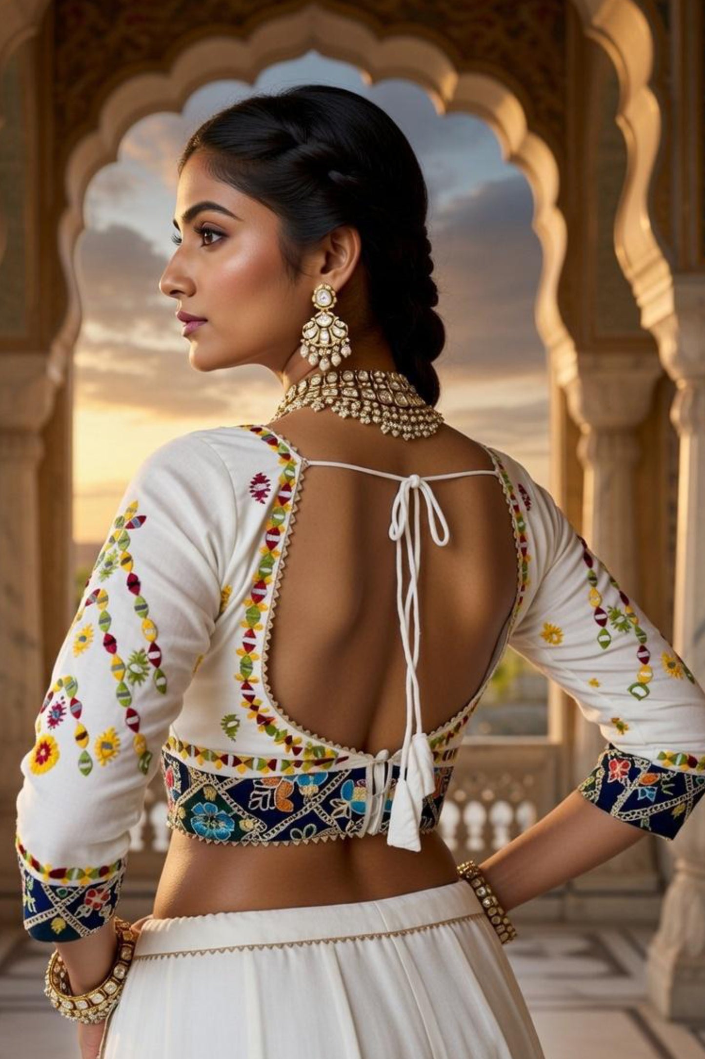 White x Navy Royal Chaniya Choli – Limited Festive Drop | Navratri