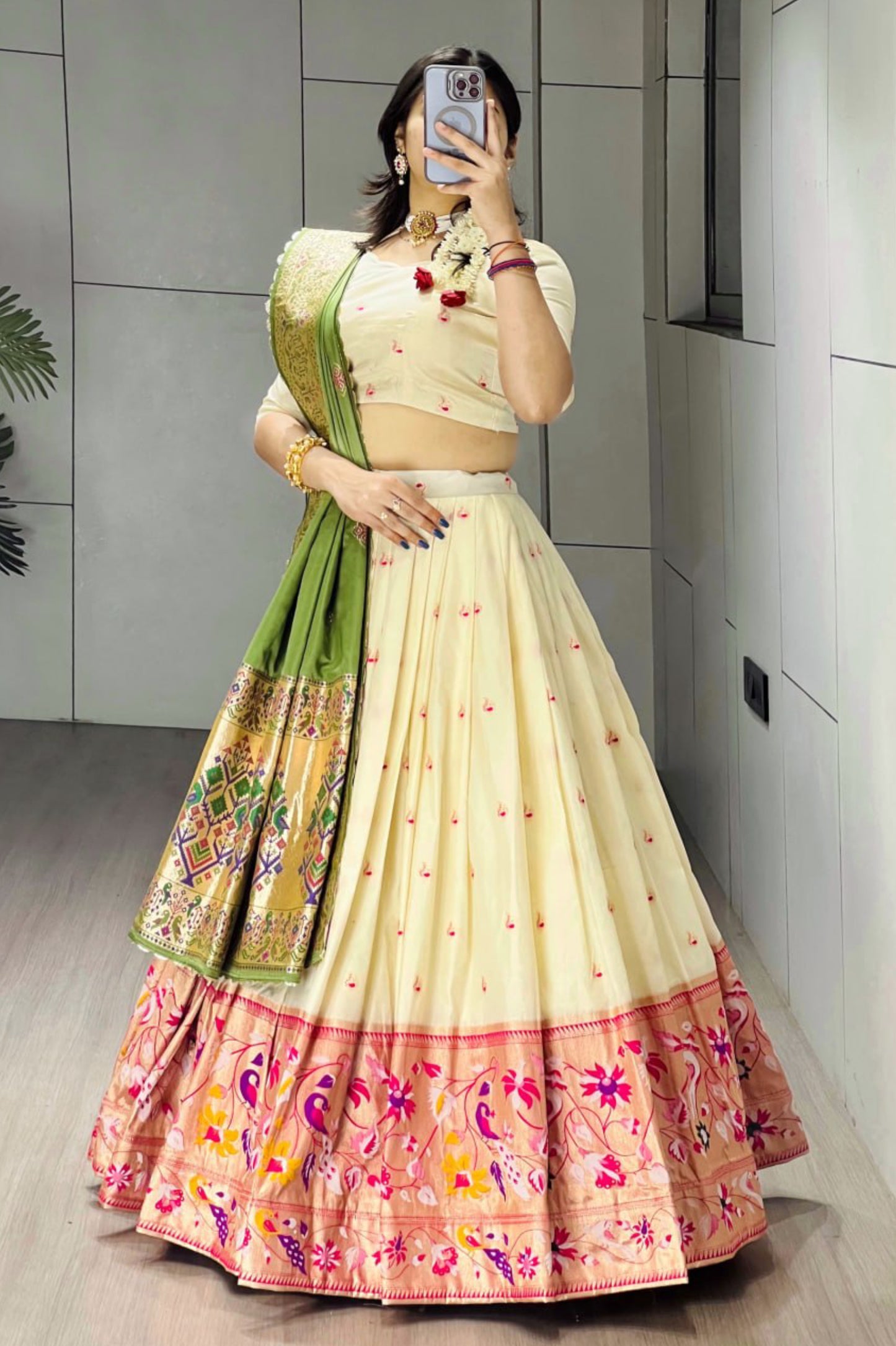 Paithani Silk Lehenga Choli With South India Style