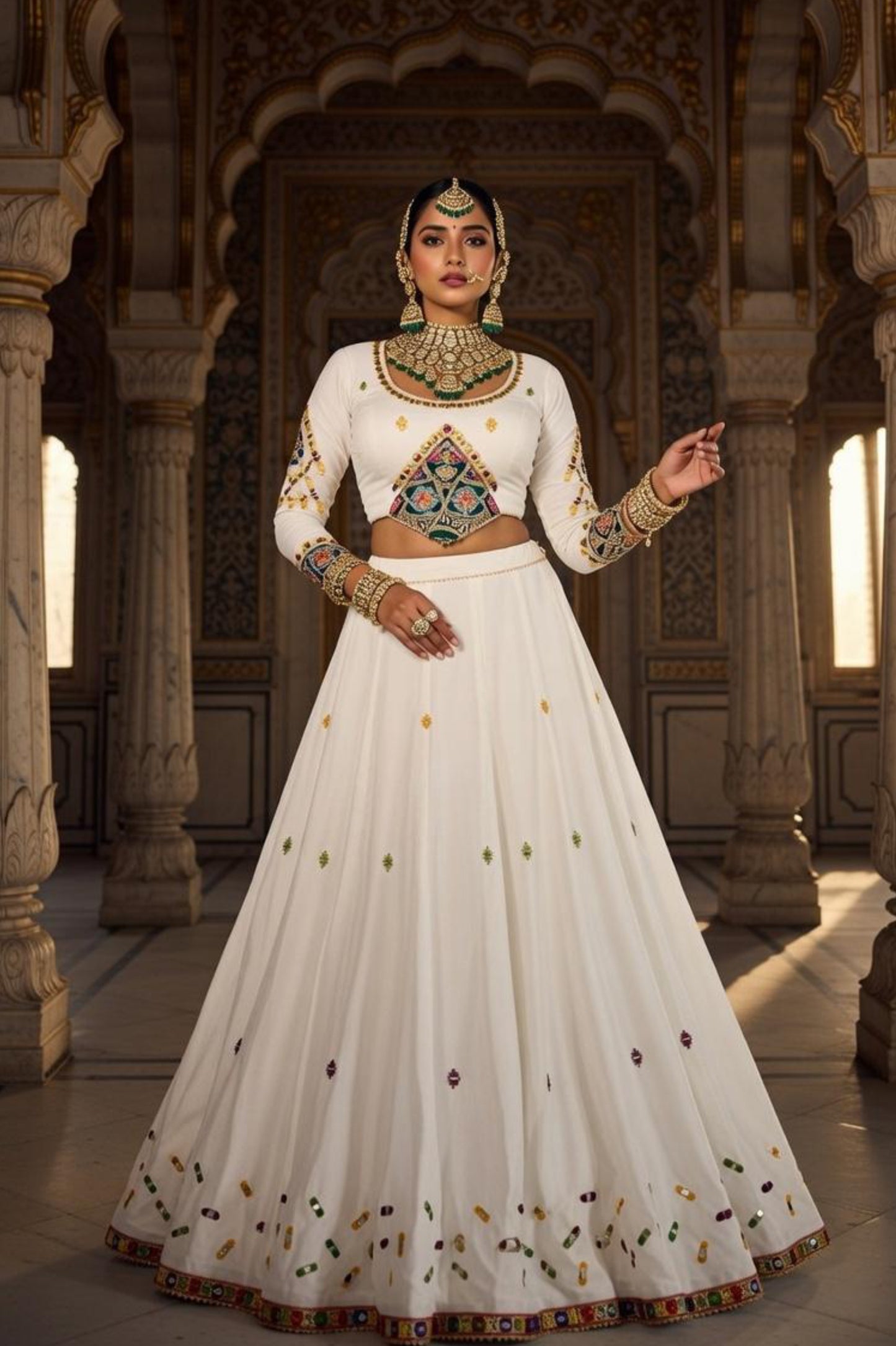 White x Navy Royal Chaniya Choli – Limited Festive Drop | Navratri