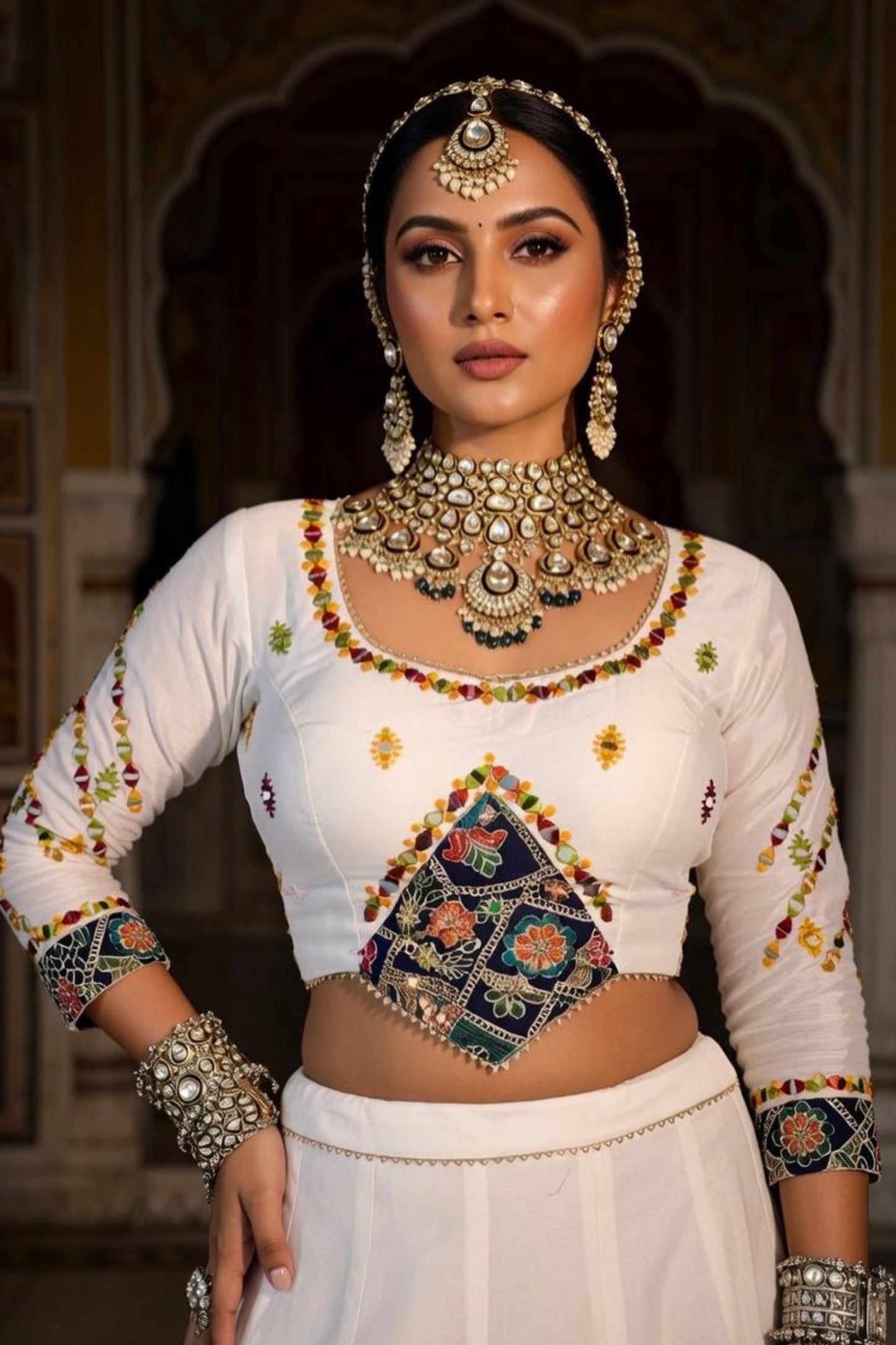White x Navy Royal Chaniya Choli – Limited Festive Drop | Navratri