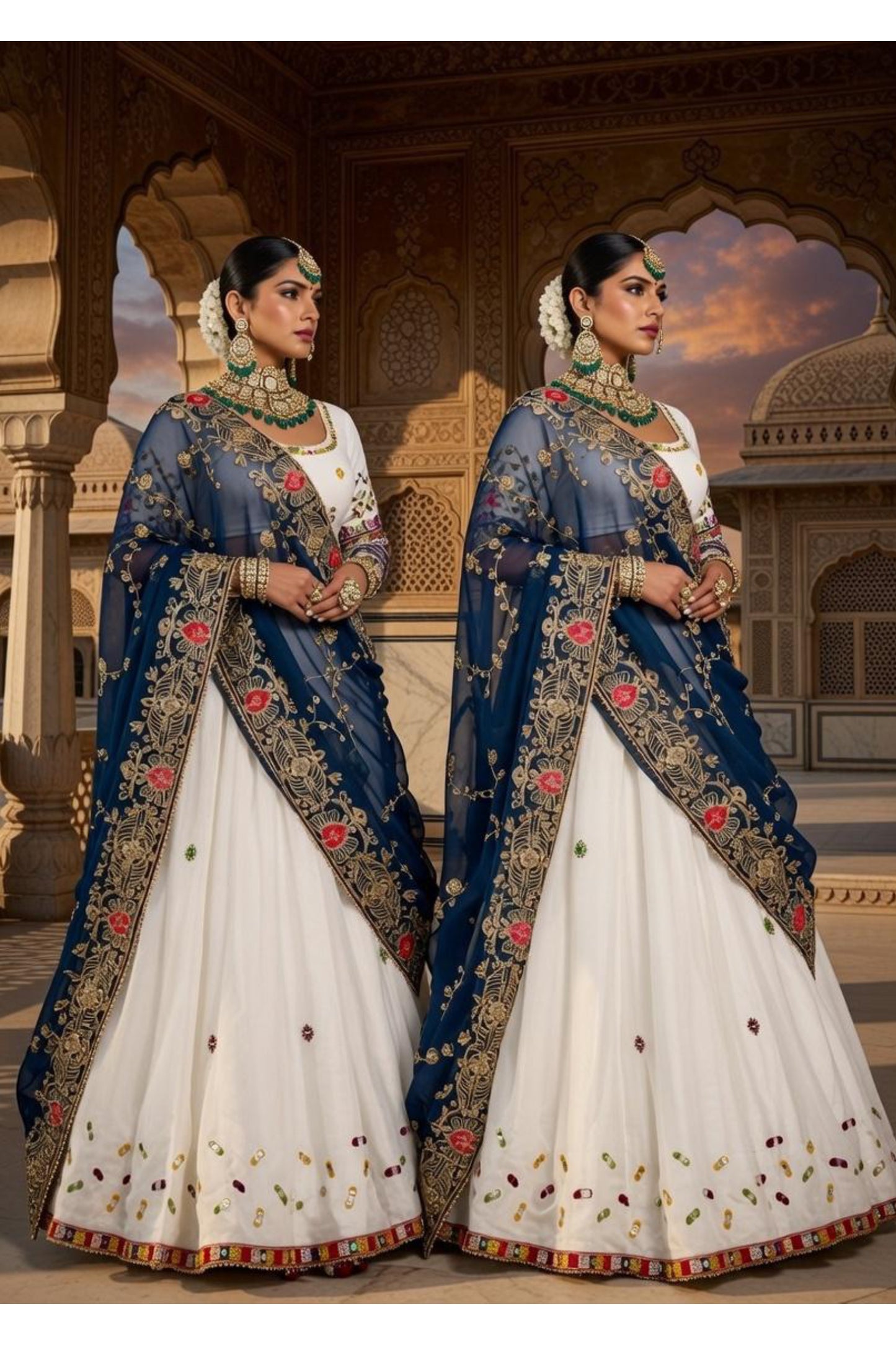 White x Navy Royal Chaniya Choli – Limited Festive Drop | Navratri