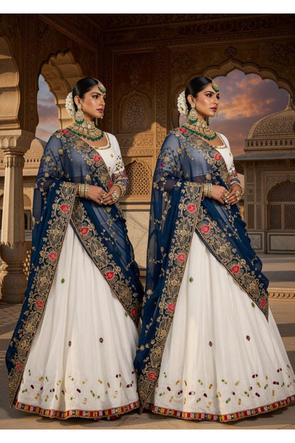 White x Navy Royal Chaniya Choli – Limited Festive Drop | Navratri