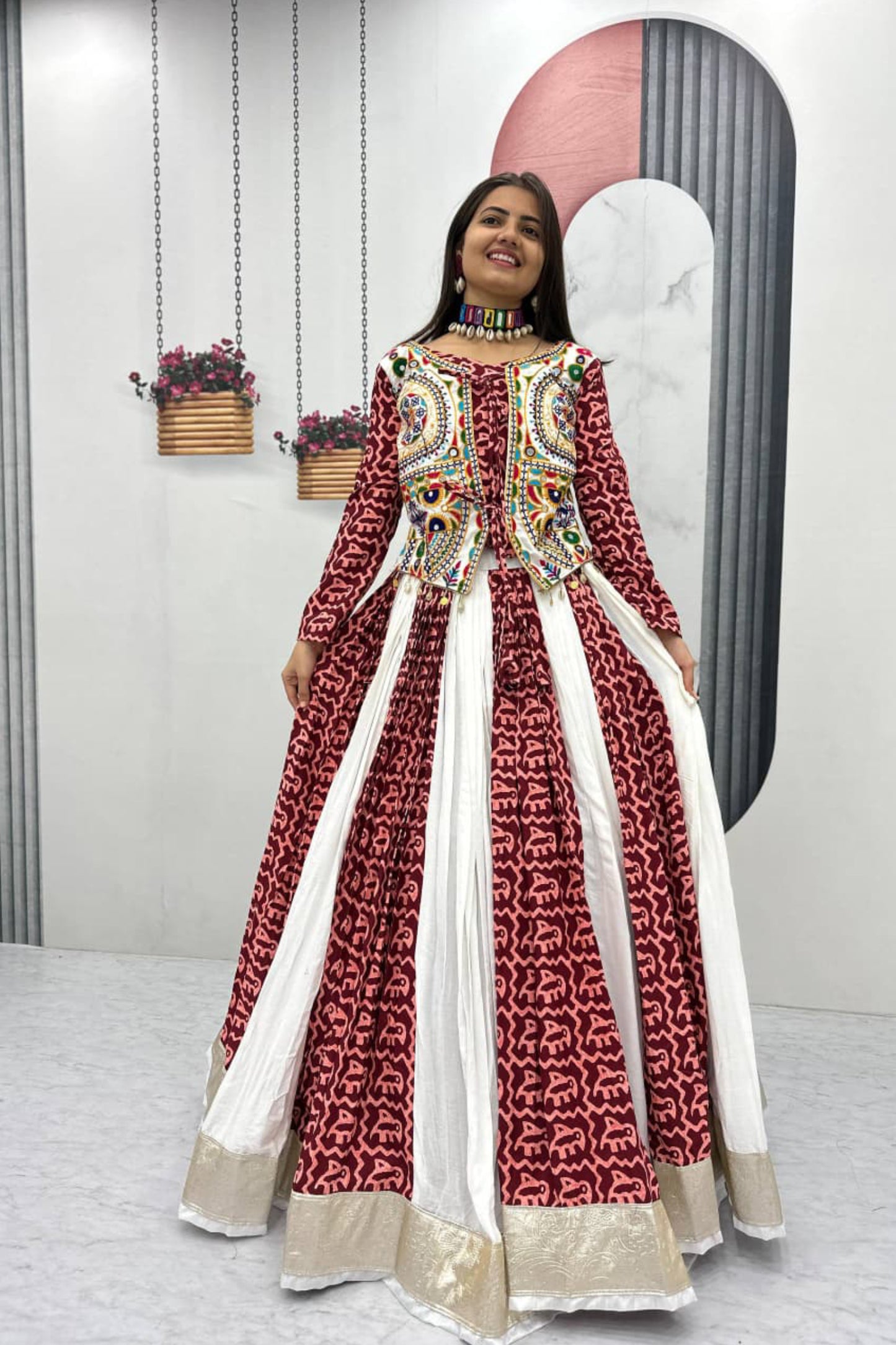 Navratri Special Pure Cotton Crop Top Lehenga