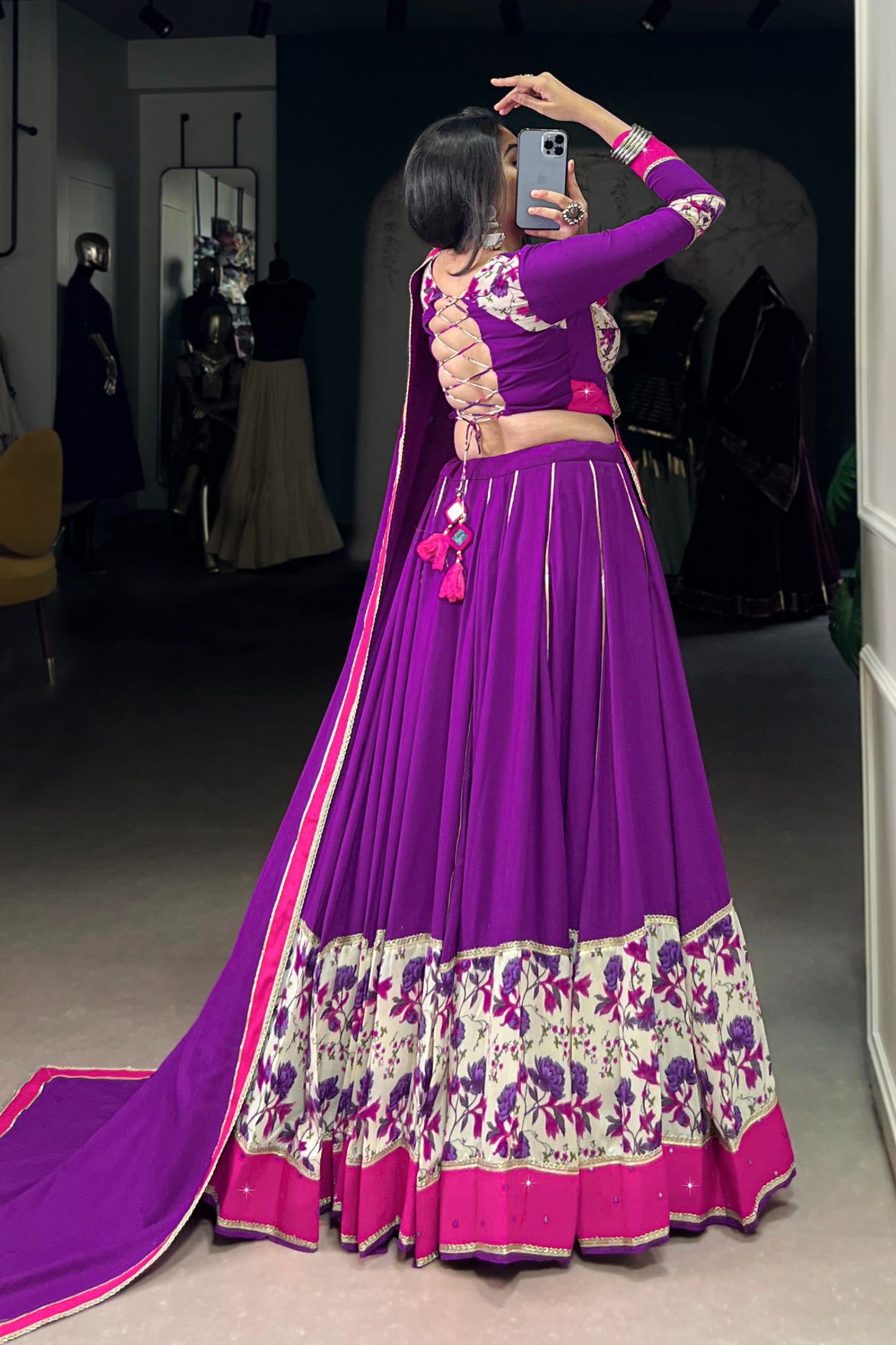 Pure Reyon Mirror Work Navratri Choli