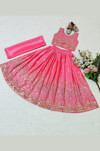 Kids Wedding Pink Lehenga