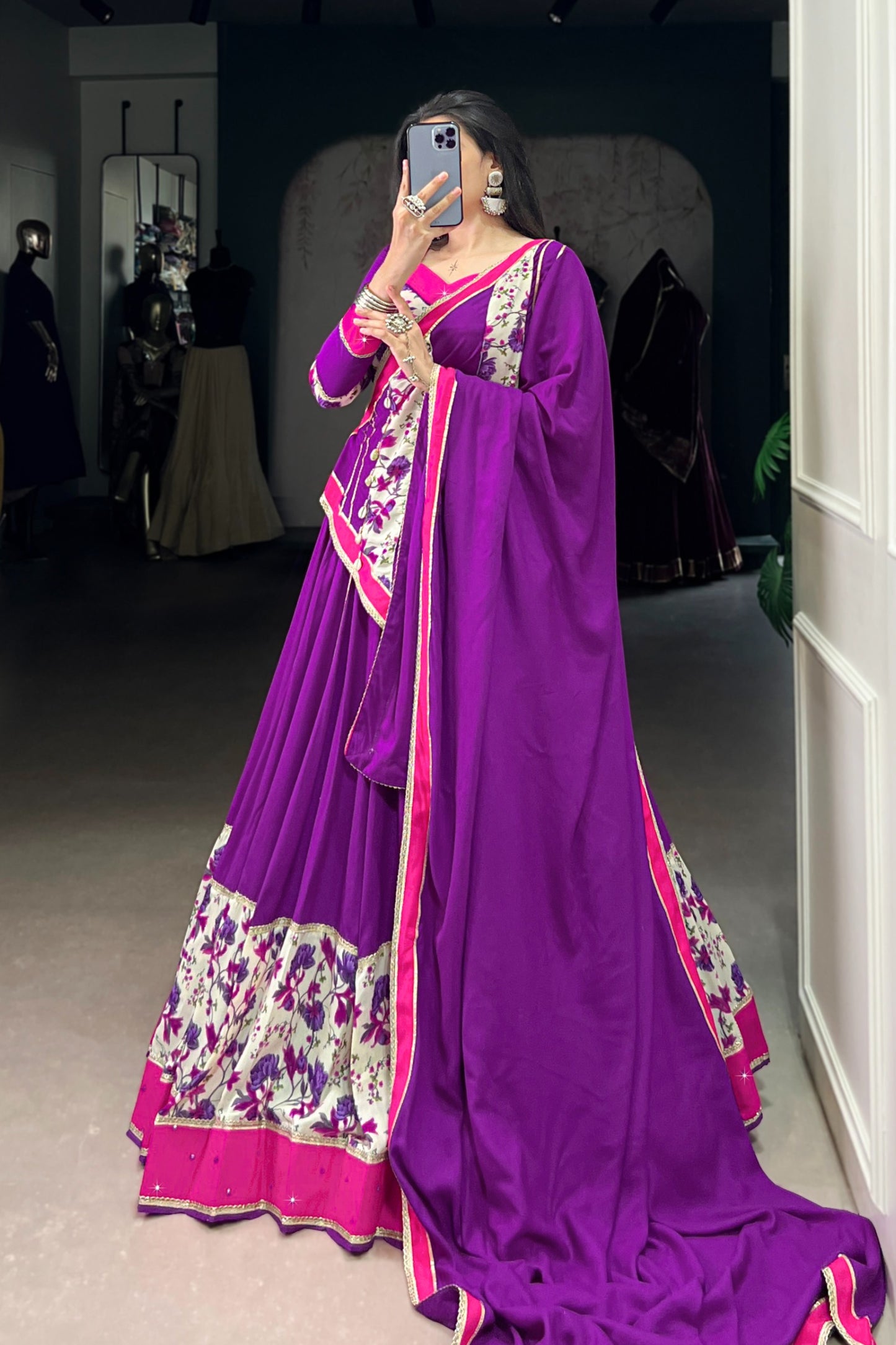 Pure Reyon Mirror Work Navratri Choli