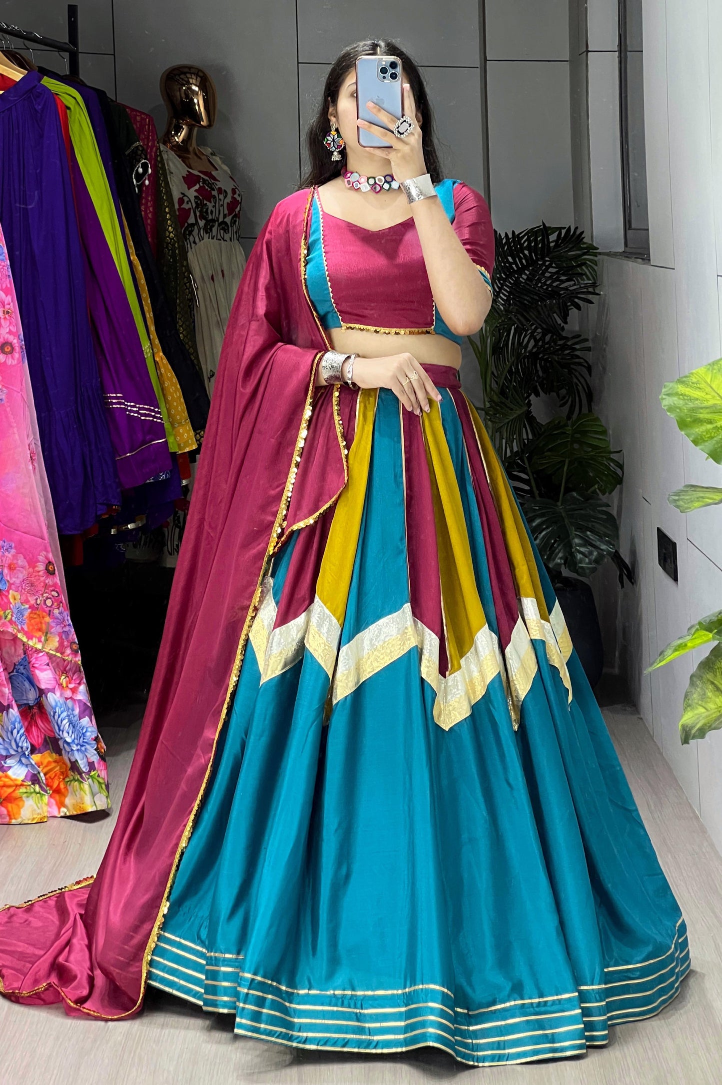 Crafted in rich Chinon Navratri Choli