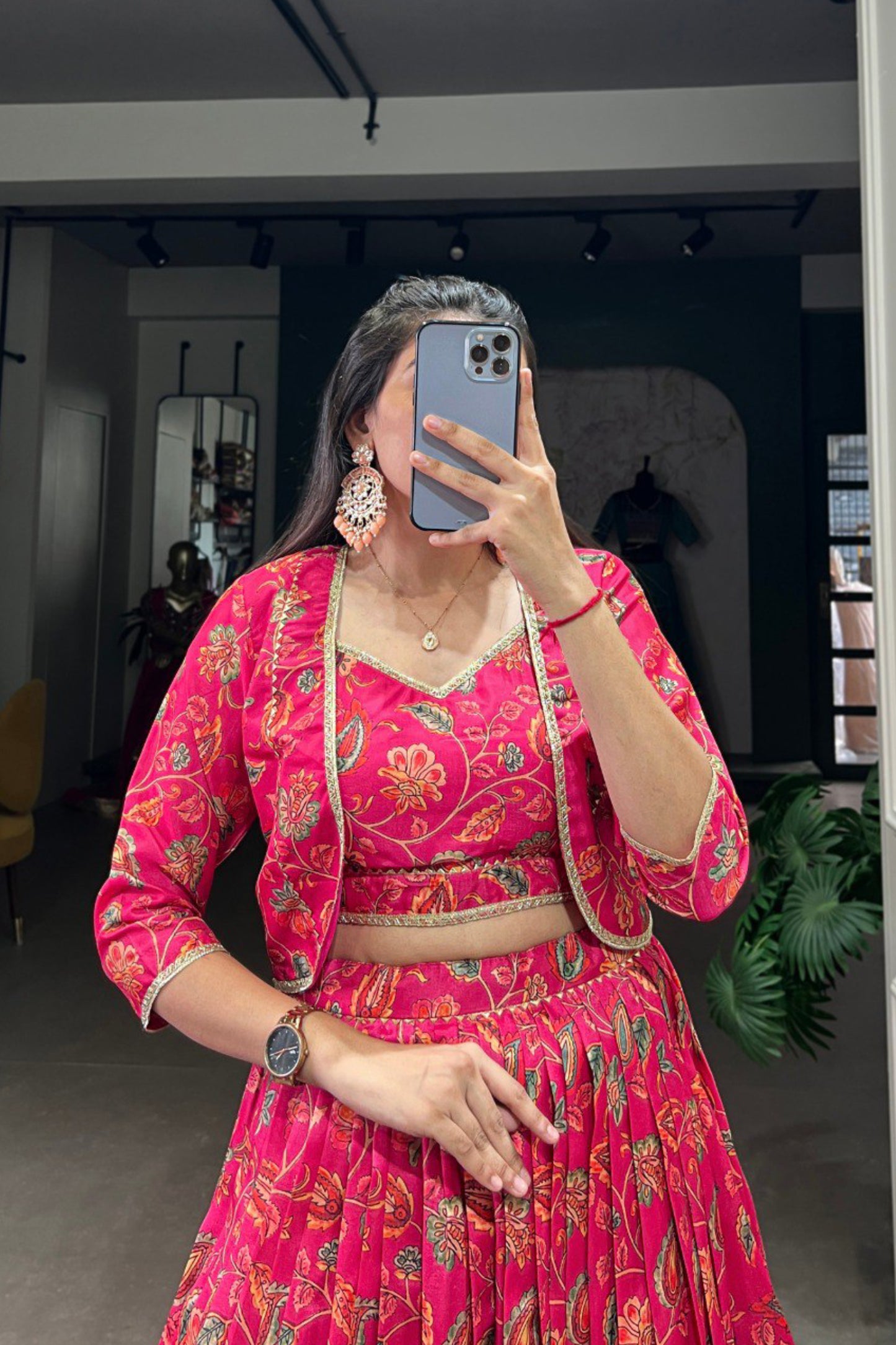 Pink Three Piece Lehenga Set