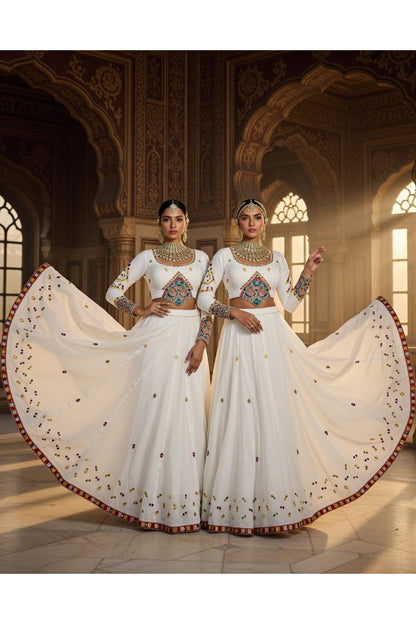 White x Navy Royal Chaniya Choli – Limited Festive Drop | Navratri