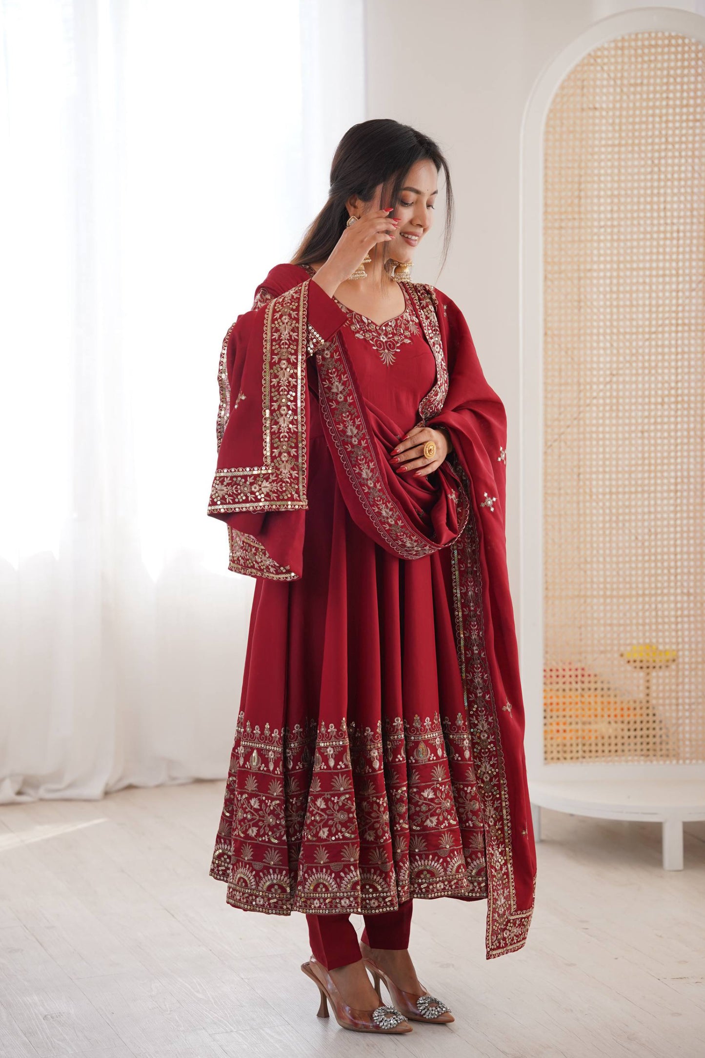 New Designer Anarkali Three Piece Set