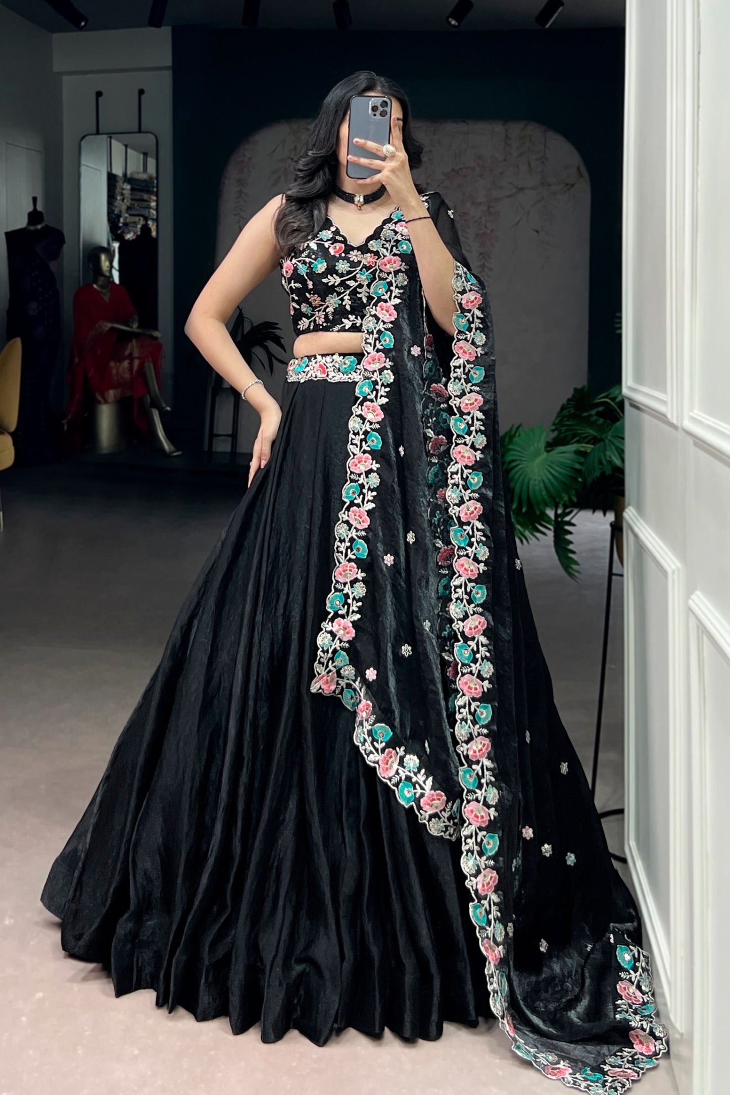 Fendi Black Wedding Lehenga