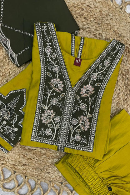 Anarkali Kurti With Plazzo Dupatta Set