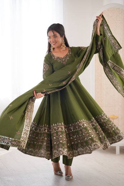 New Designer Anarkali Three Piece Set