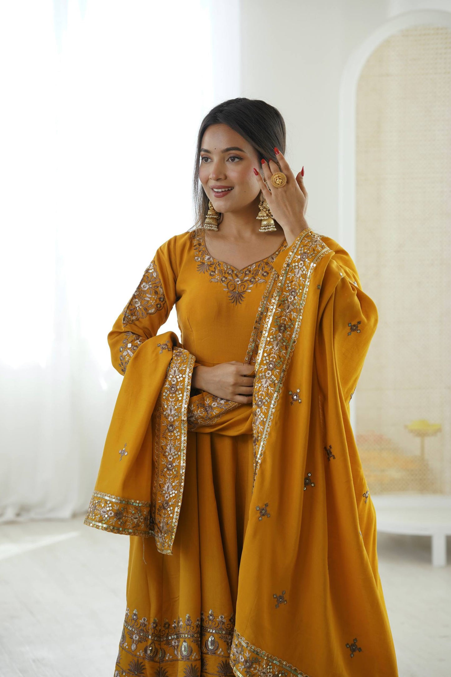 New Designer Anarkali Three Piece Set