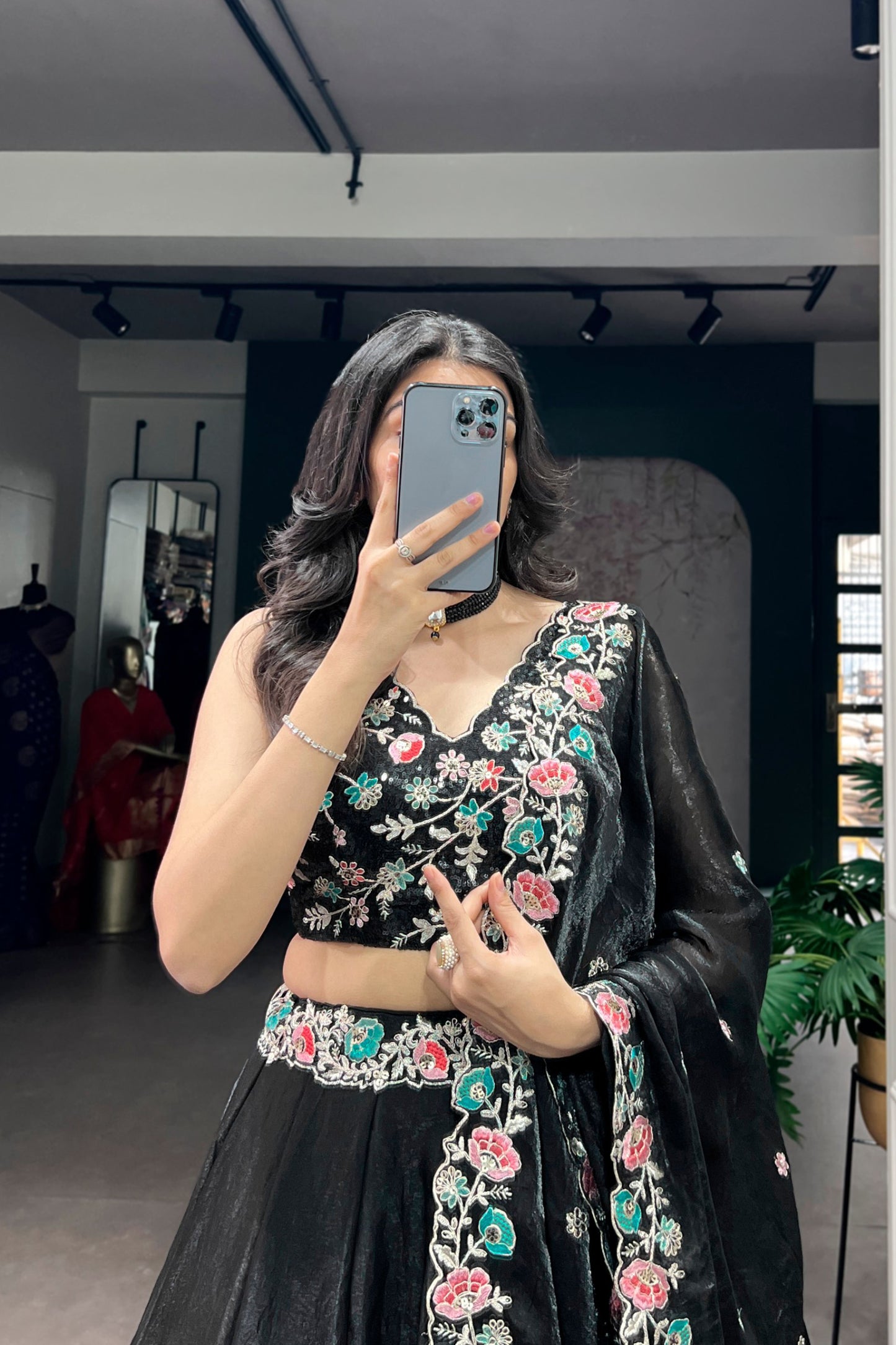 Fendi Black Wedding Lehenga