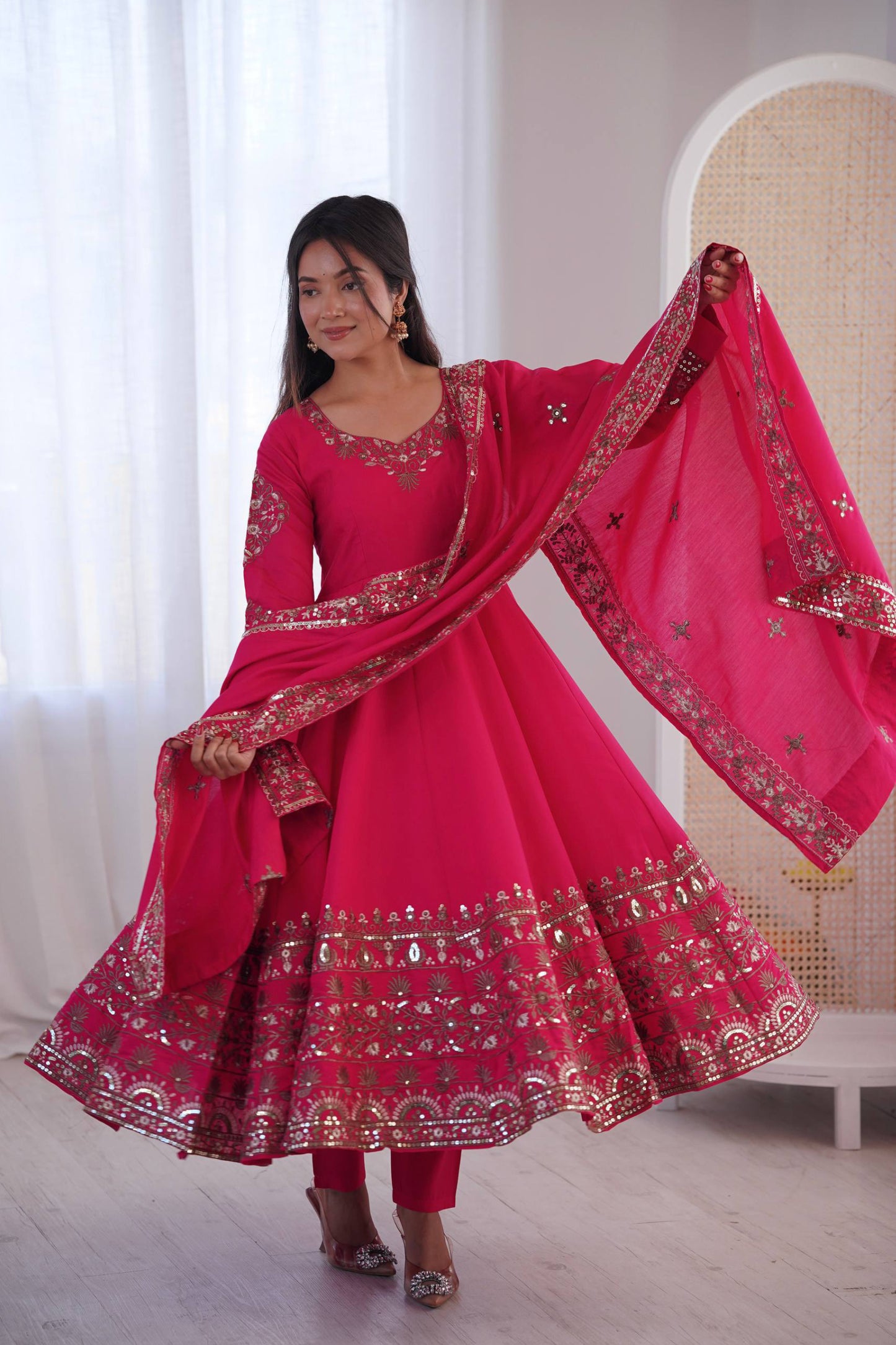 New Designer Anarkali Three Piece Set