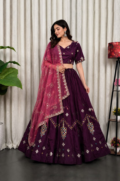 Roman Silk Lehenga For Garba