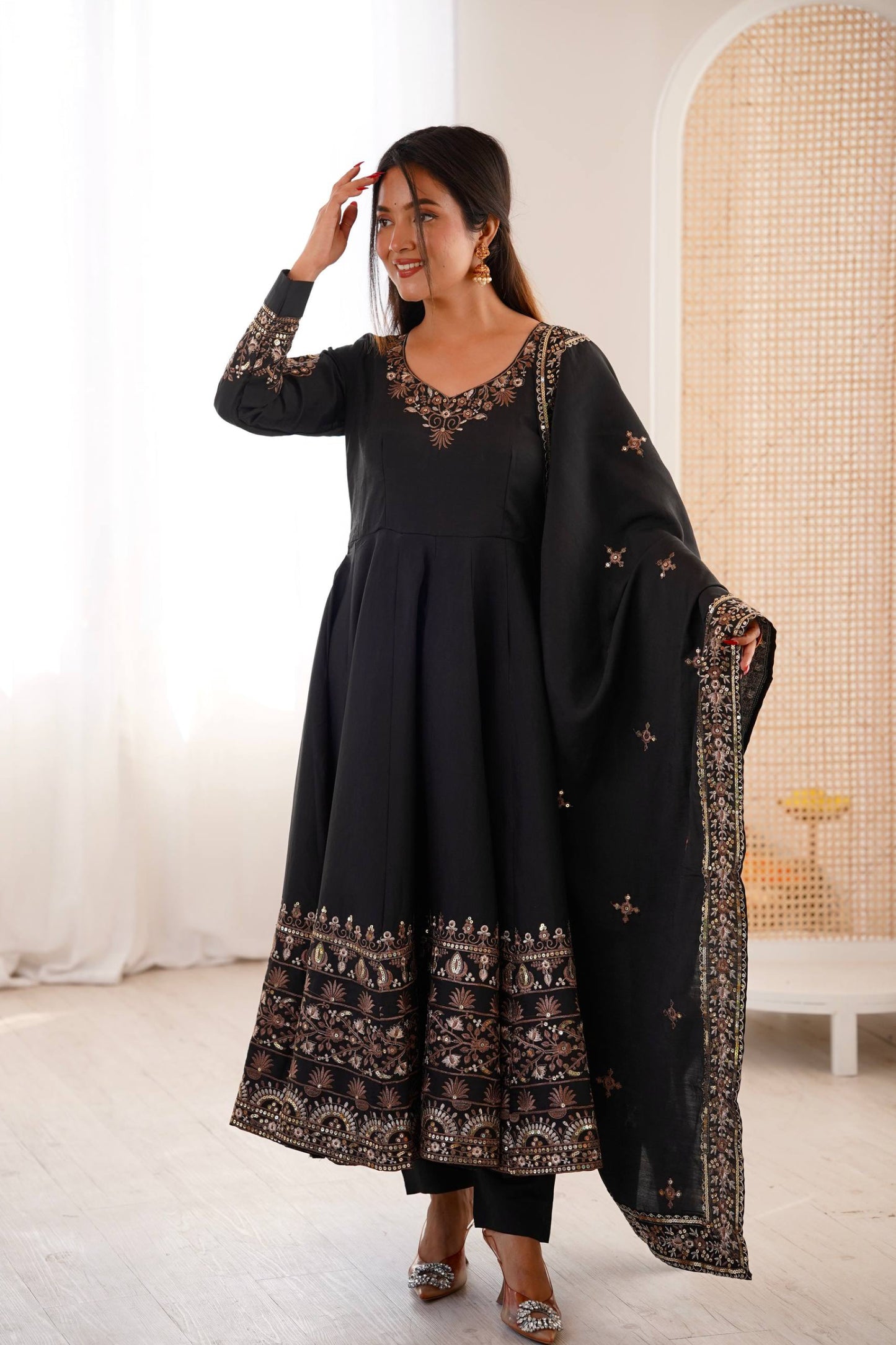 New Designer Anarkali Three Piece Set