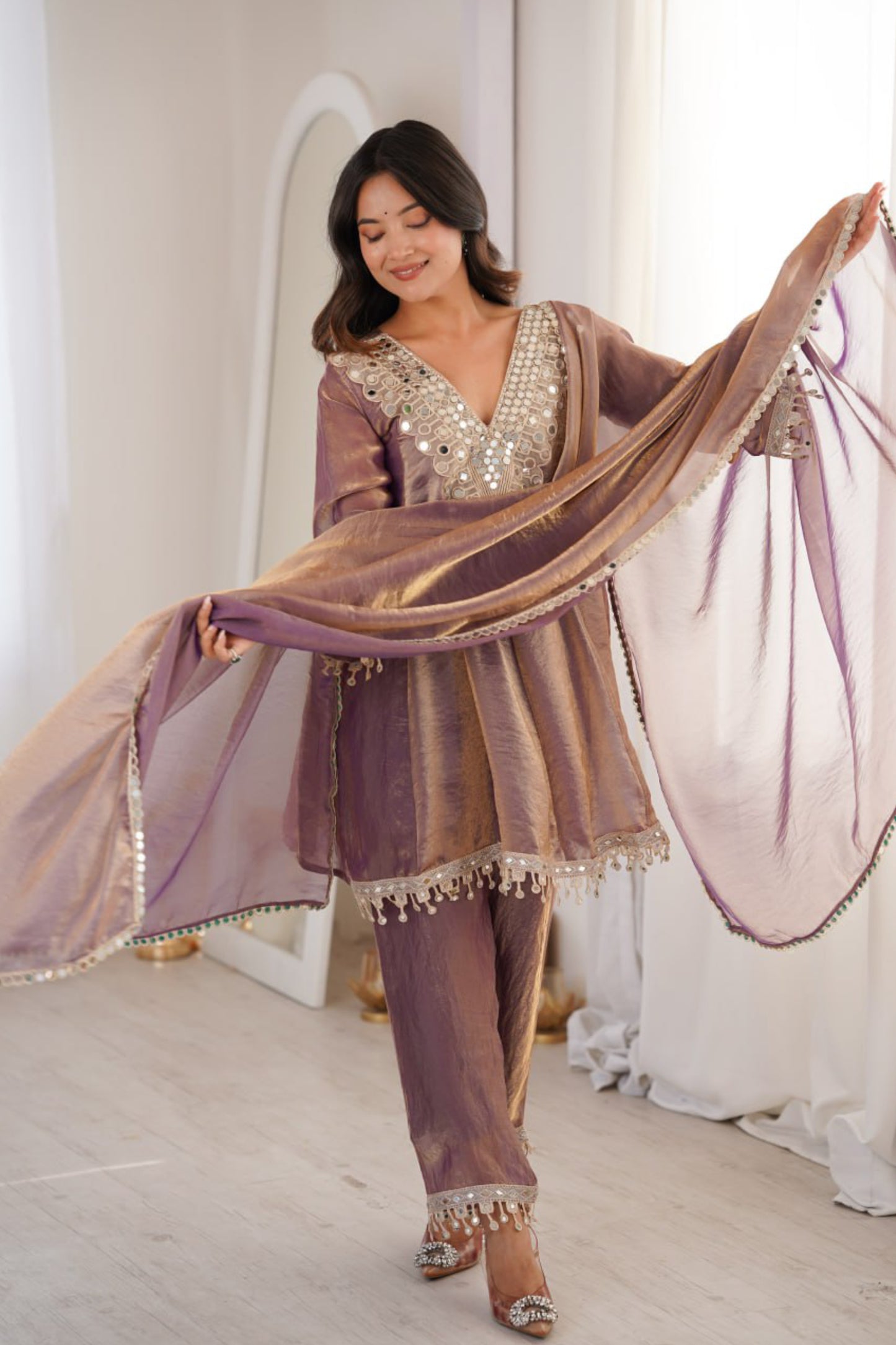 Fendy Mirror Work Kurti Pair