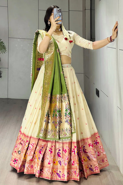 Paithani Silk Lehenga Choli With South India Style