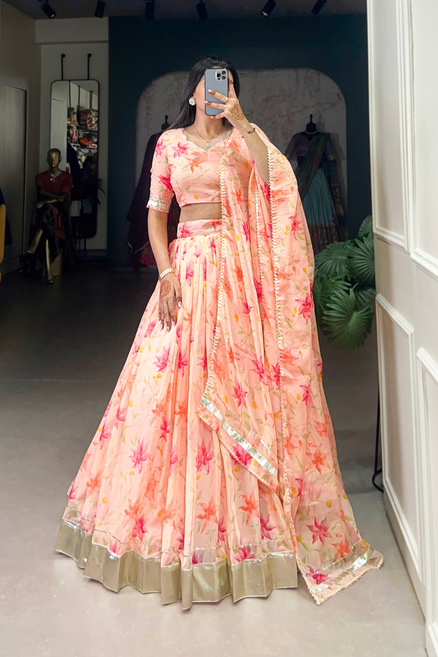 Tabby Silk - Floral Print Lehenga