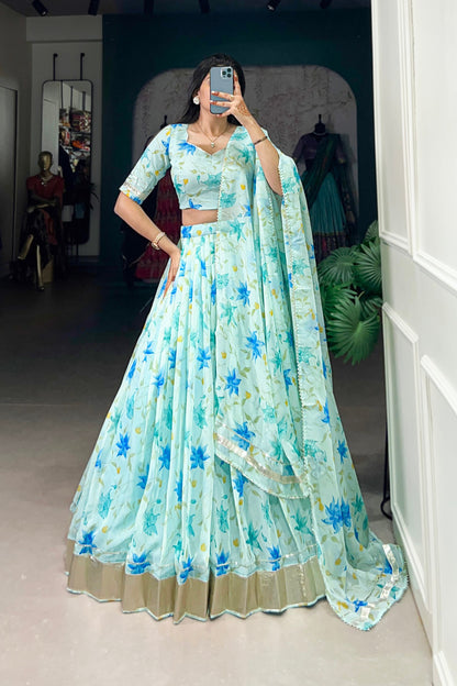 Tabby Silk - Floral Print Lehenga