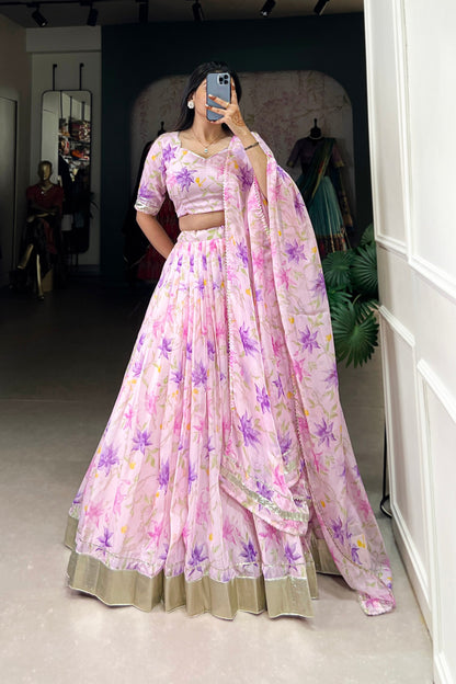 Tabby Silk - Floral Print Lehenga