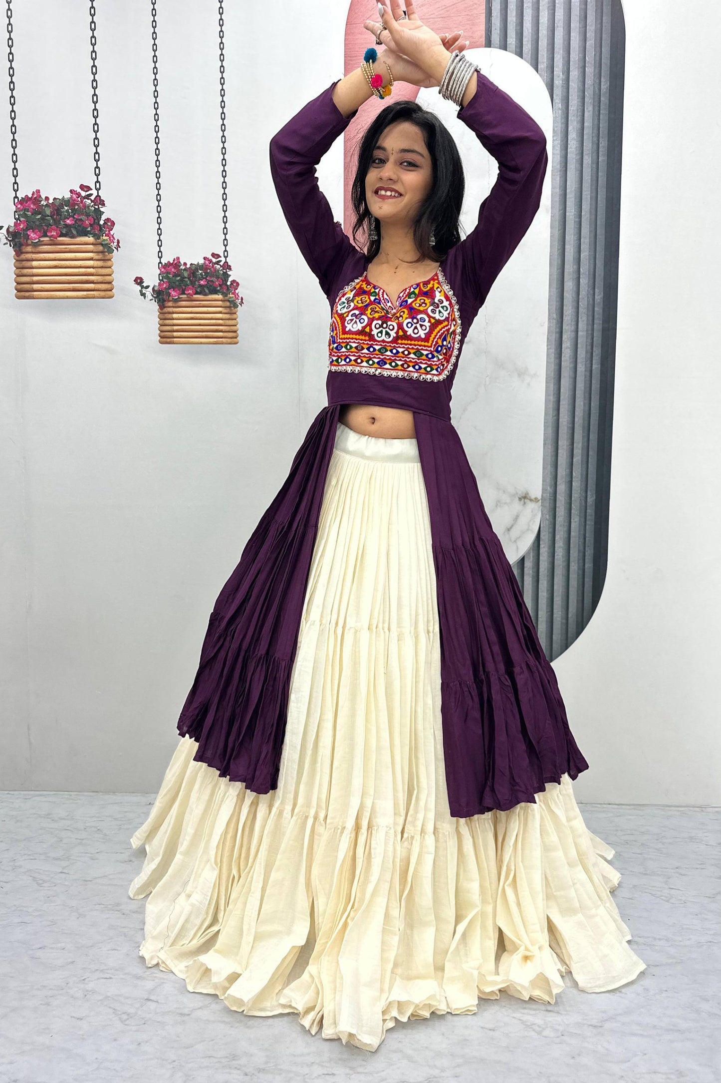 Navratri Special Long Top With Lehenga