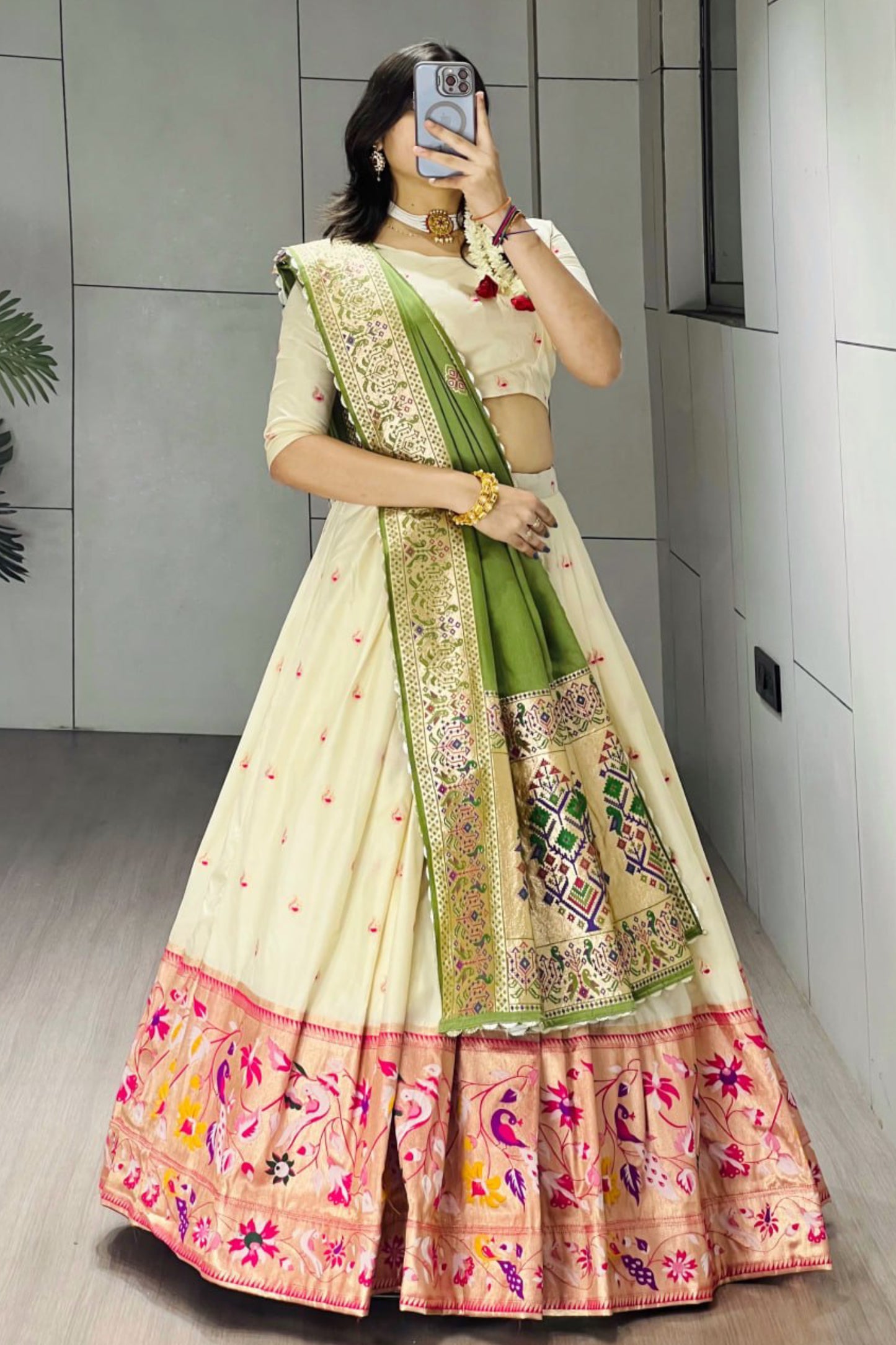 Paithani Silk Lehenga Choli With South India Style