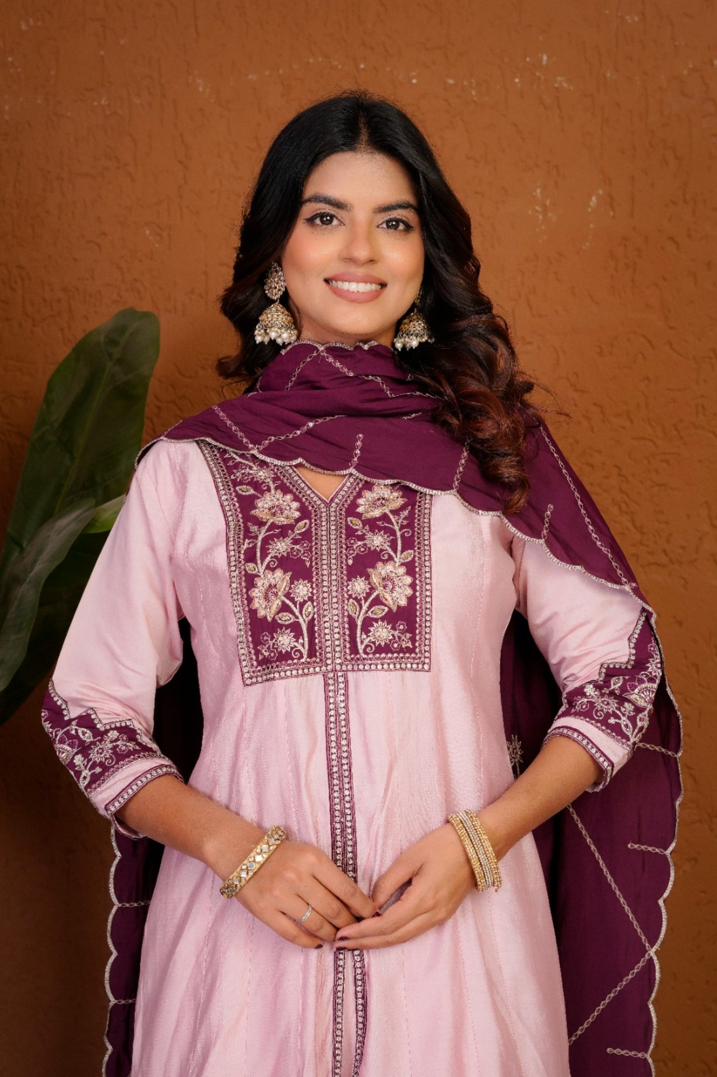 Anarkali Kurti With Plazzo Dupatta Set