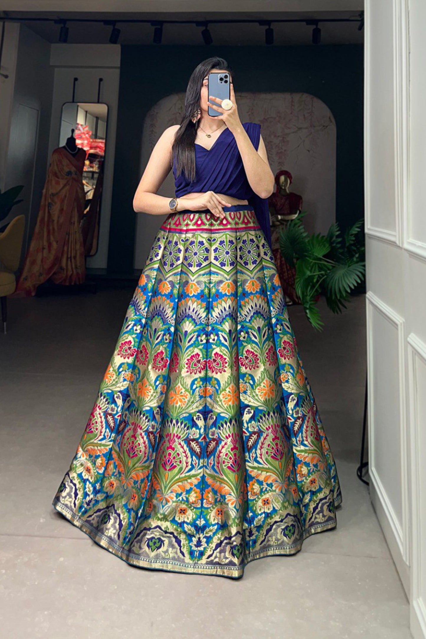 Stylish Blouse with Lehenga