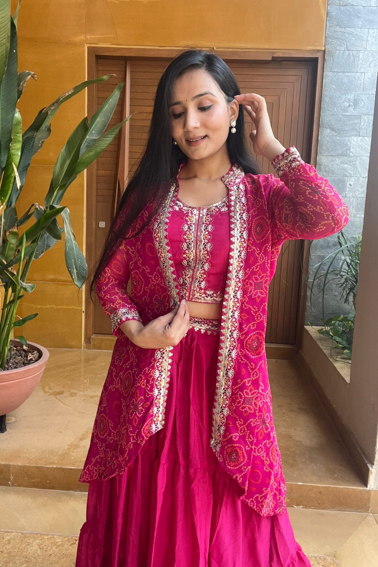 Festival Bandhej Lehenga | Three Piece Set
