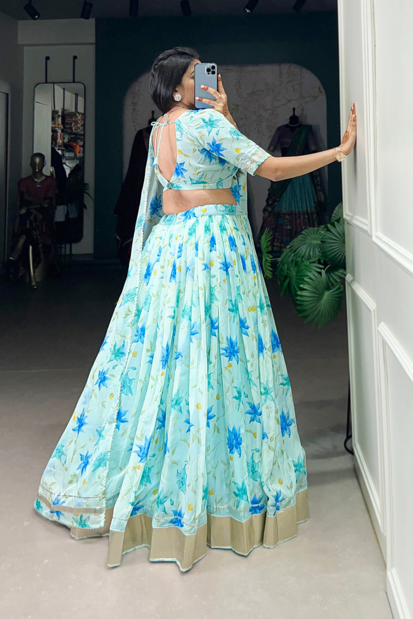 Tabby Silk - Floral Print Lehenga