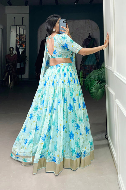 Tabby Silk - Floral Print Lehenga