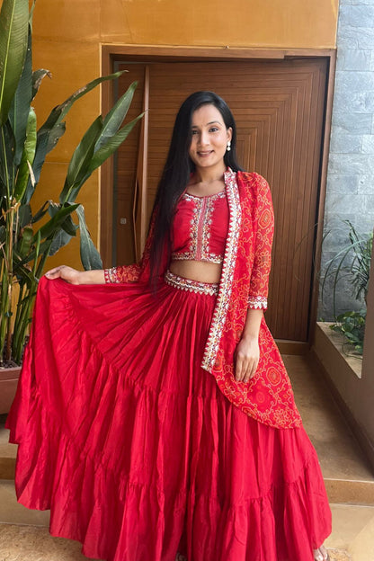 Festival Bandhej Lehenga | Three Piece Set