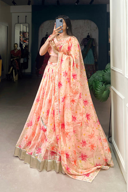 Tabby Silk - Floral Print Lehenga