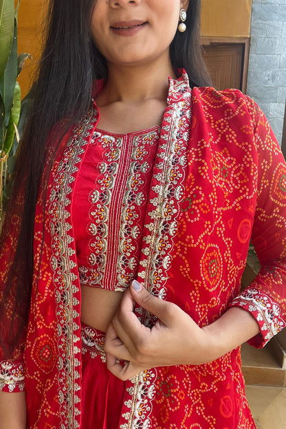 Festival Bandhej Lehenga | Three Piece Set