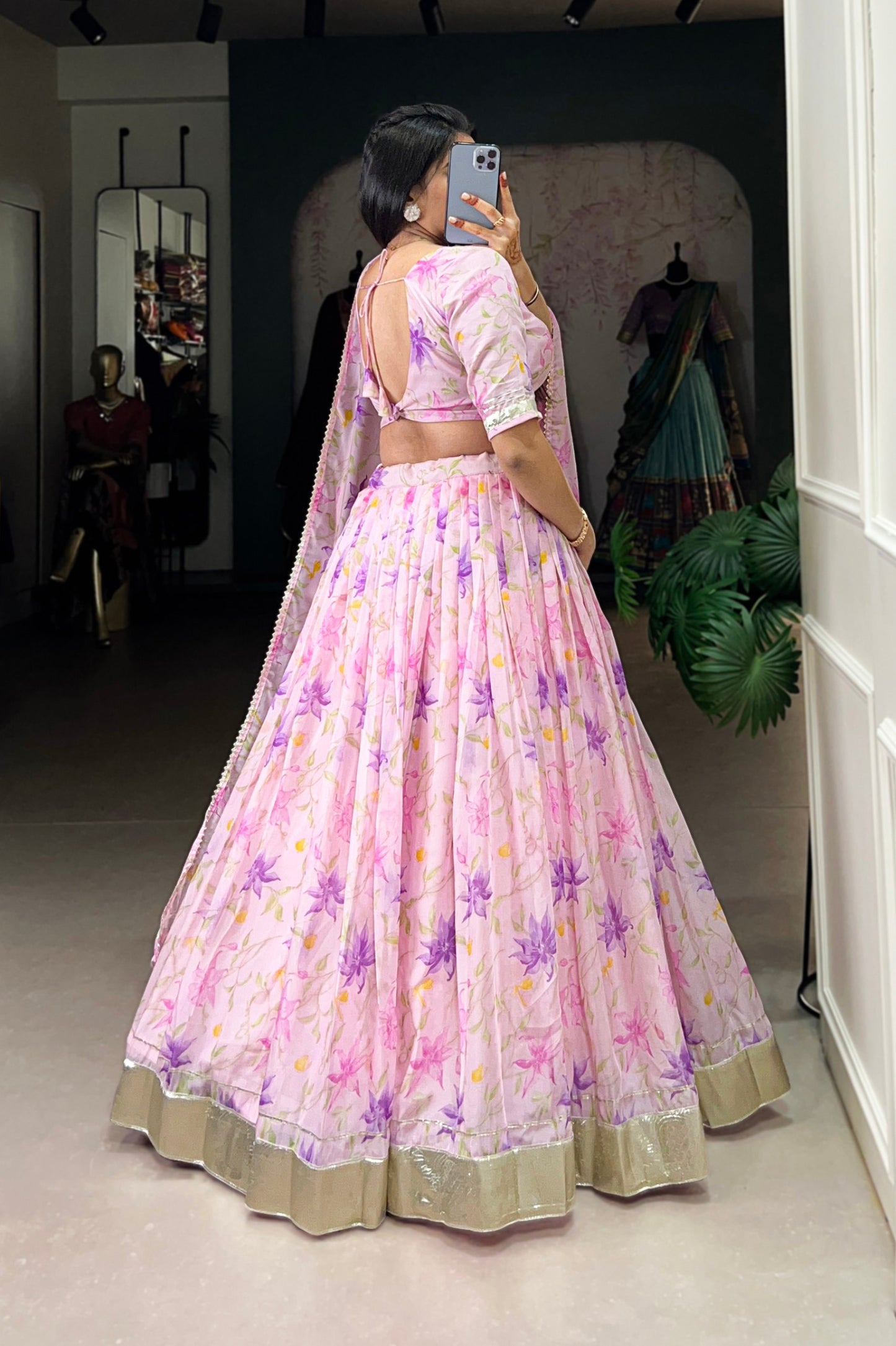 Tabby Silk - Floral Print Lehenga