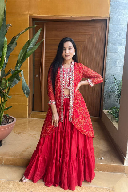 Festival Bandhej Lehenga | Three Piece Set