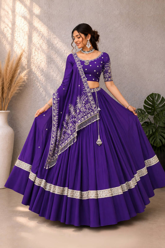 Exclusive Purple Ethnic Lehenga Choli Set for Women