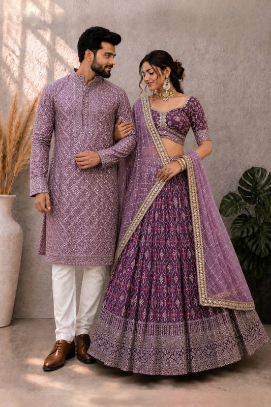 Wine Varnish Couple Outfit