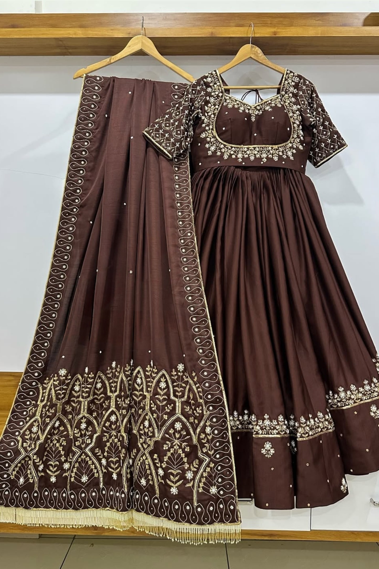 Royal Chocolate Brown Handmade Work Chaniya Choli