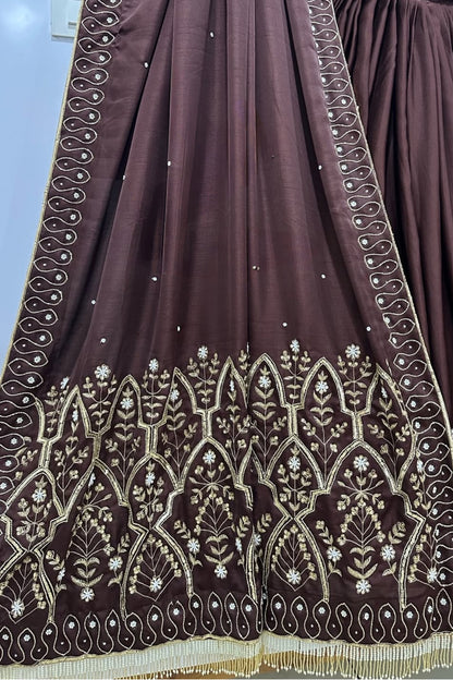 Royal Chocolate Brown Handmade Work Chaniya Choli