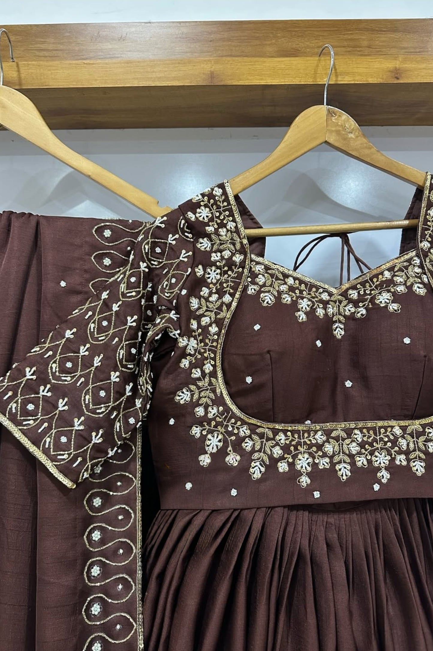 Royal Chocolate Brown Handmade Work Chaniya Choli