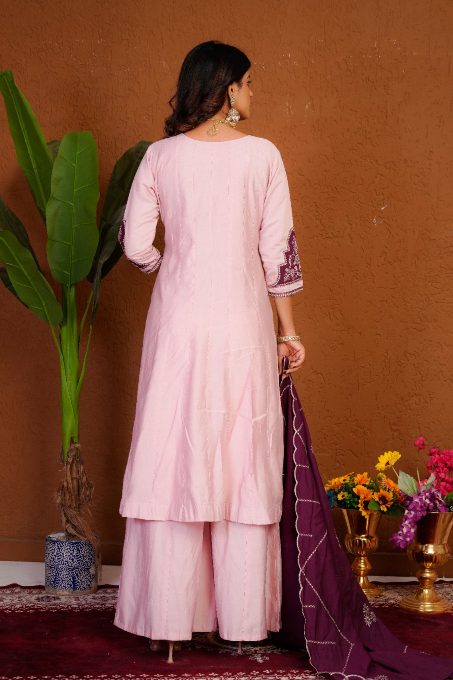 Anarkali Kurti With Plazzo Dupatta Set