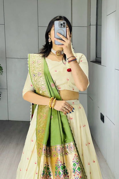 Paithani Silk Lehenga Choli With South India Style