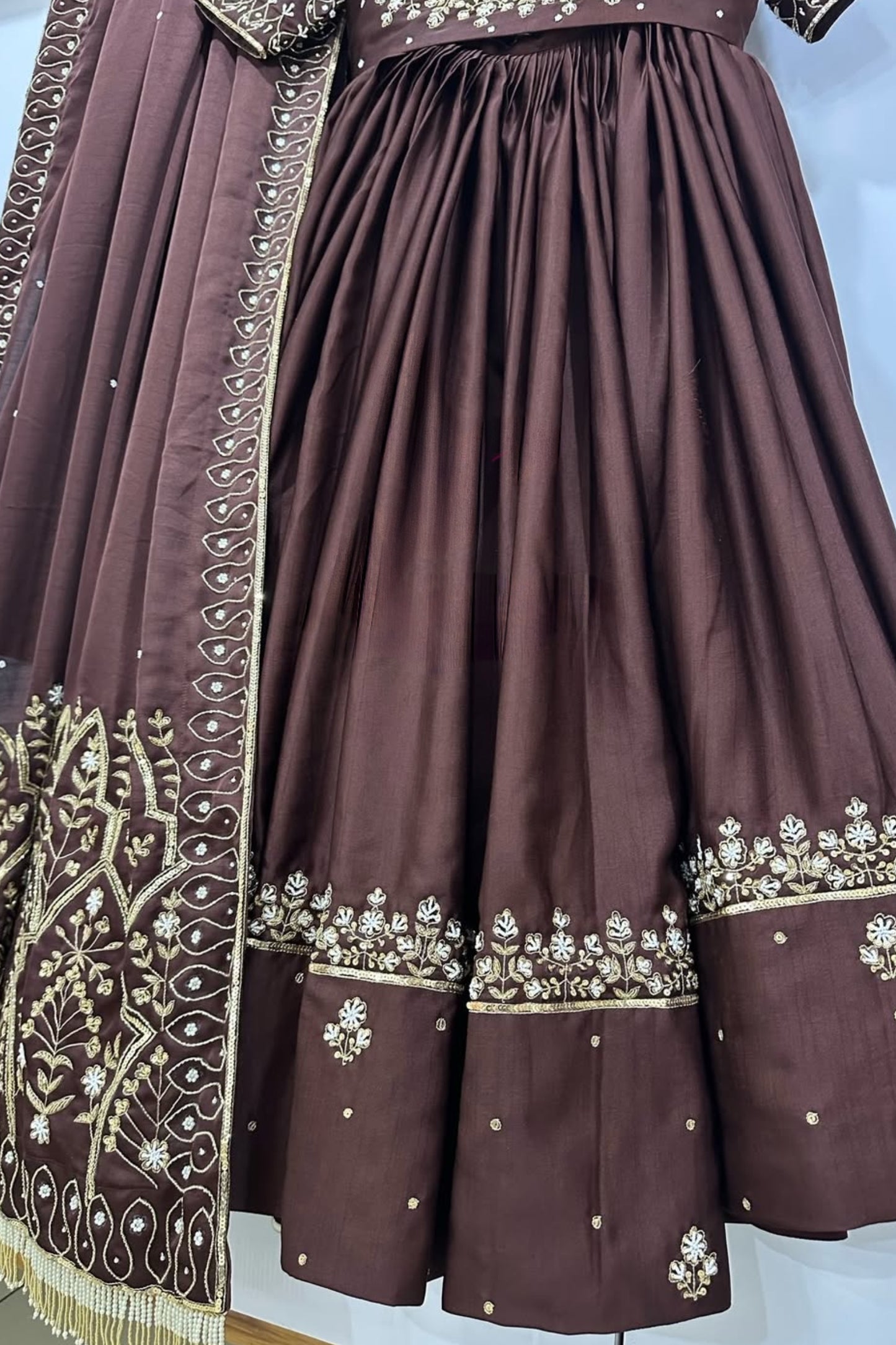 Royal Chocolate Brown Handmade Work Chaniya Choli