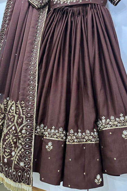 Royal Chocolate Brown Handmade Work Chaniya Choli