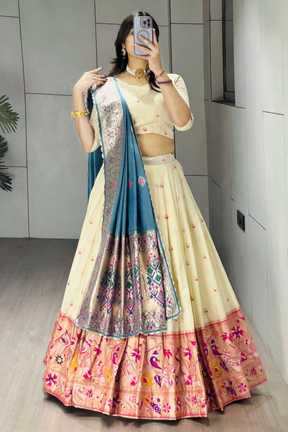 Paithani Silk Lehenga Choli With South India Style