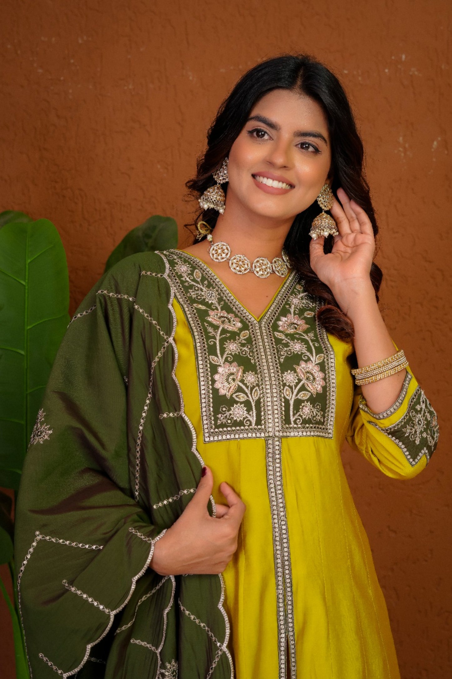 Anarkali Kurti With Plazzo Dupatta Set